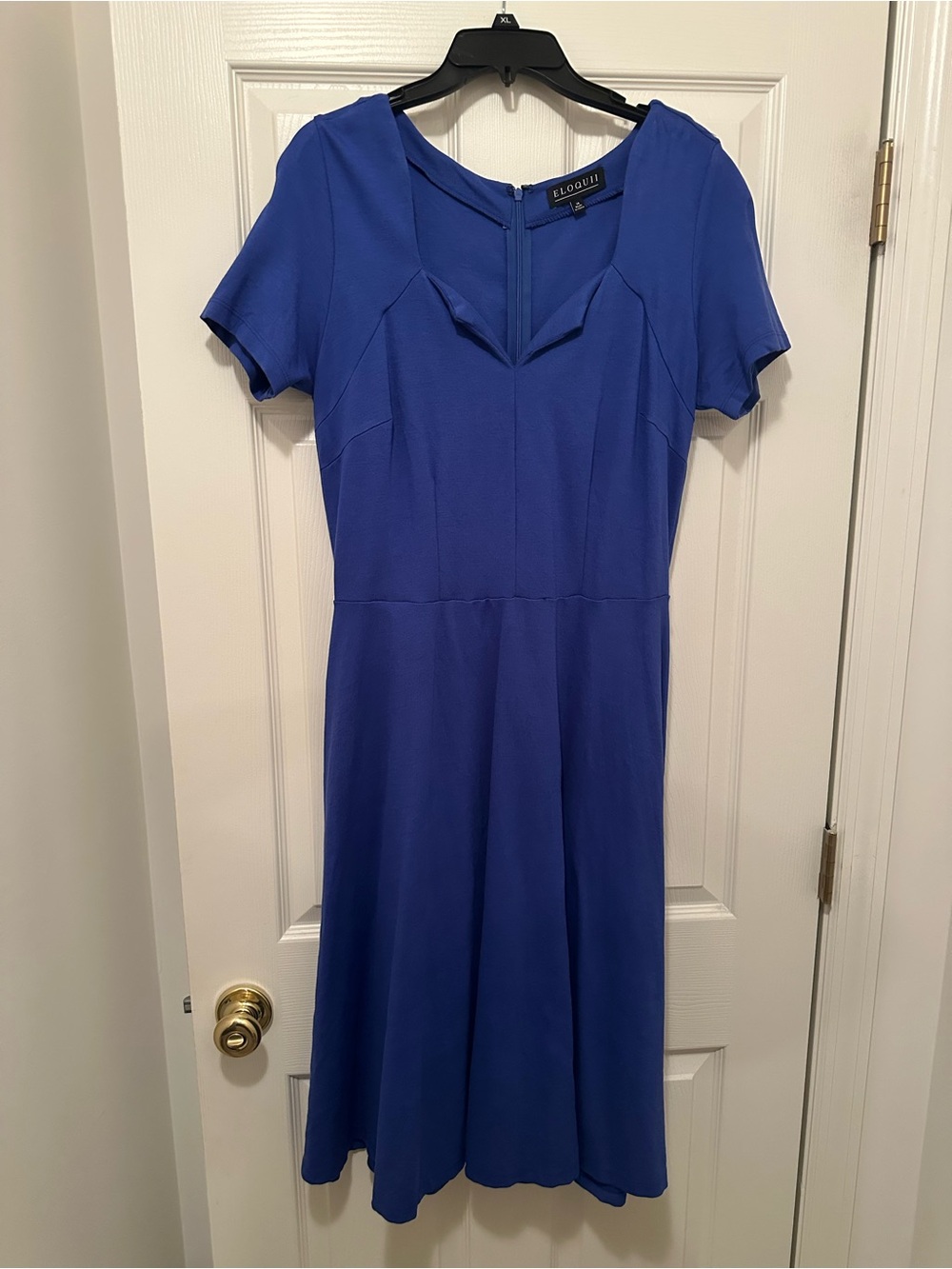 Eloquii Cobalt Notch-Neck Fit & Flare Dress